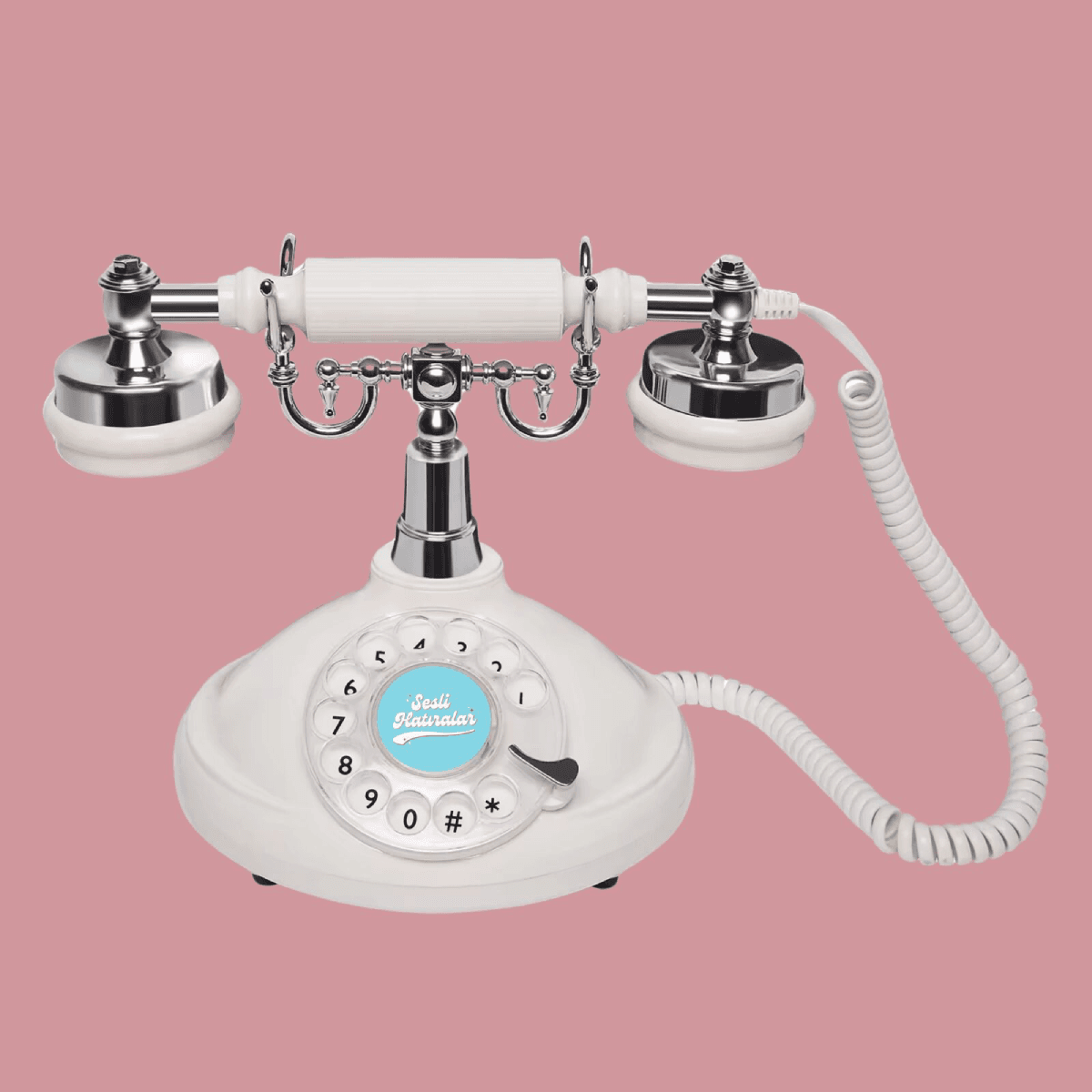 Beyaz vintage telefon
